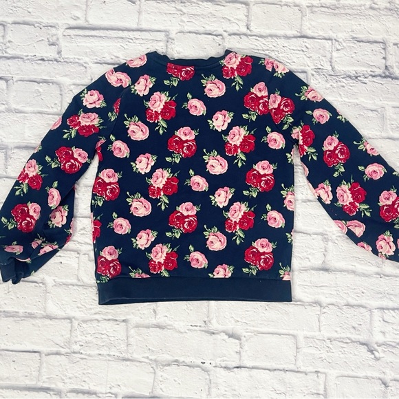 Janie and Jack Girls Navy Floral Sweatshirt | Size 10 | Roses | Cozy Classic - Picture 3 of 4